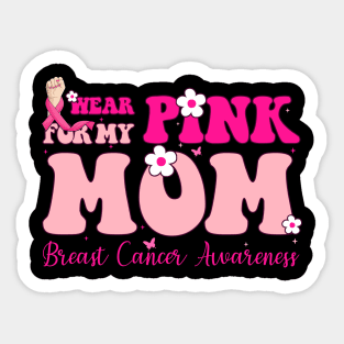 Pink For My Mom In Law Typography Style Breast Cancer Sticker